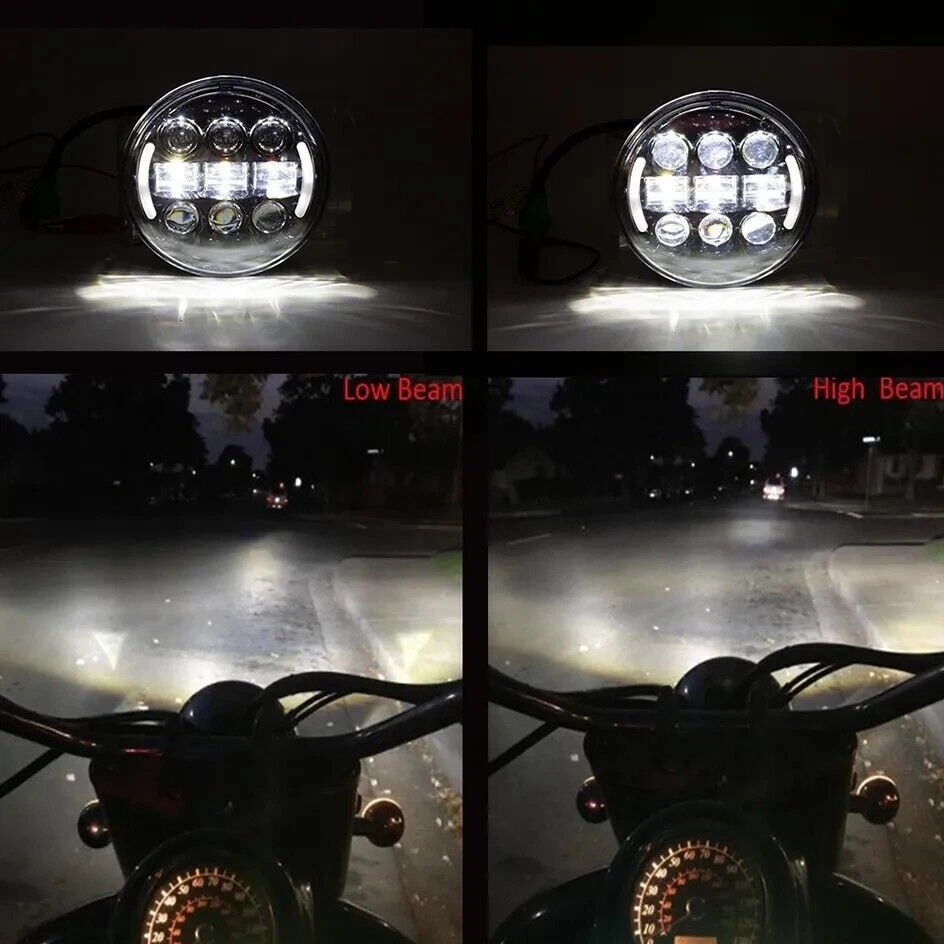 For Harley Sportster XL 883 1200 Dyna Black 5.75" LED Headlight High Low Beam  - Image 2 of 4
