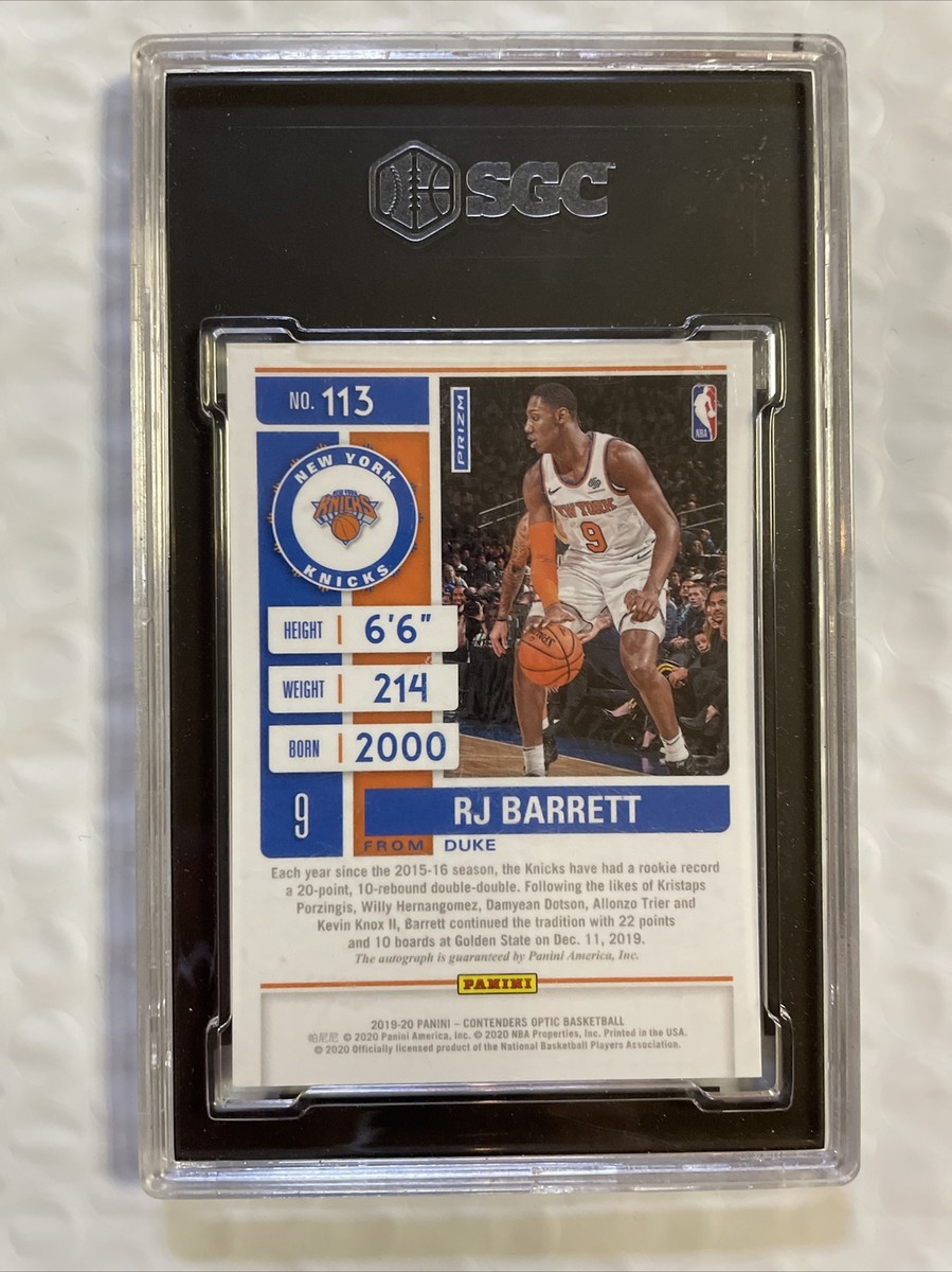 RJ Barrett 2019 Panini Contenders Optic Silver Prizm 113 Auto SGC