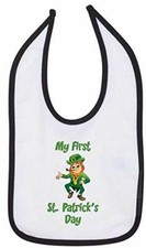 My First St Patrick's Day Funny Baby Bib Leprechaun Baby Shower