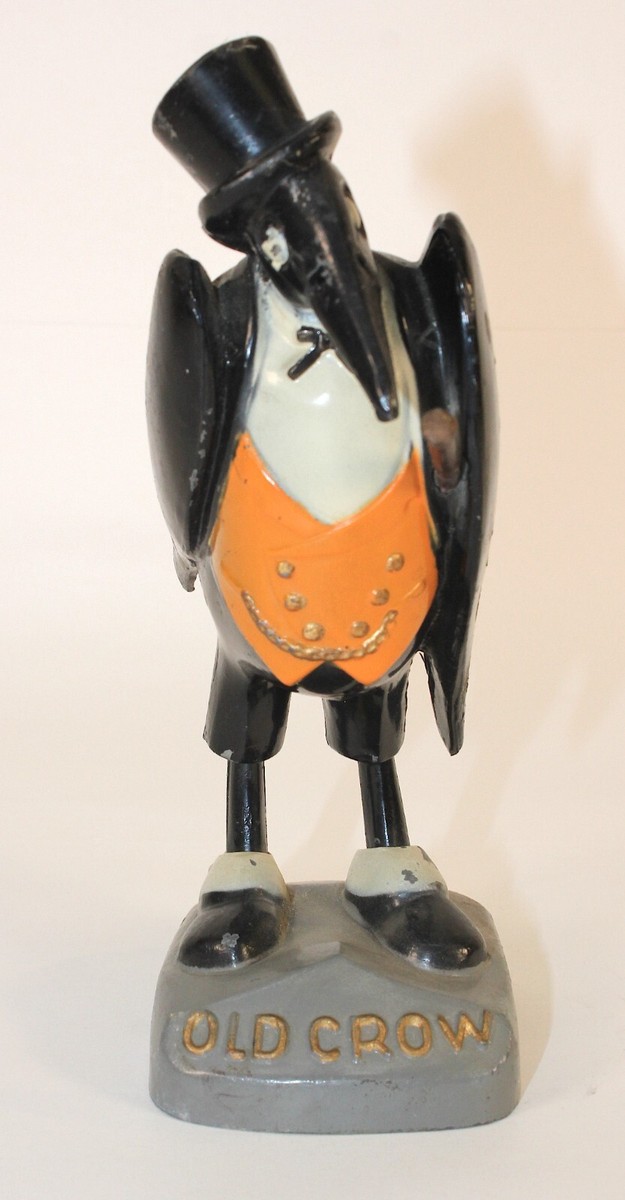 Rare 30's Old Crow Bourbon Cast Metal Counter Display Figure