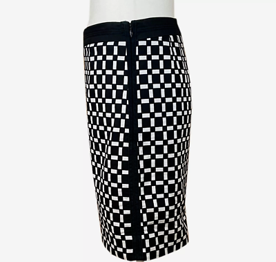 White House Black Market Skirt Size Black White Check Lined