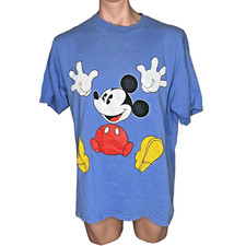 Mickey & CO Mickey Mouse Periwinkle Vintage 90s Made In Usa T-Shirt Size XL 