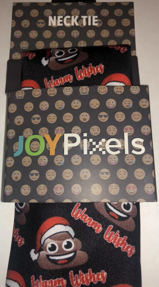 Corbata de cuello emoji de caca negra roja blanca deseos cálidos hombres OSFM Navidad vacaciones píxeles Foto 3 de 4