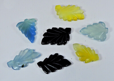 Natural Onyx Leaf Carving multi color Loose Gemstone Wholesale Lot LG556