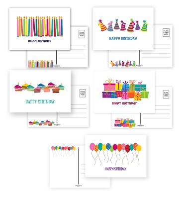 50 Happy Birthday Postcards - 5 Fun Birthday Designs - 4'' x 6'' Postcards-B17052