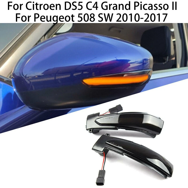 For Peugeot 508 Citroen DS5 C4 LED Dynamic Side Mirror Turn Signal Light lamps - Image 2 of 4