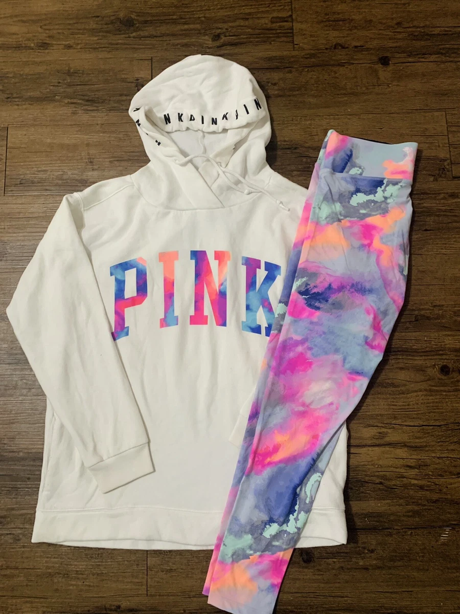 Victoria's Secret Watercolor HTF hoodie / Yoga leggings outfit set