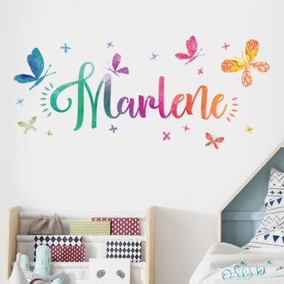 vr38 süßes wandtattoo kinderzimmer mädchen Name Wandtatoo Mädchen Schmetterlinge