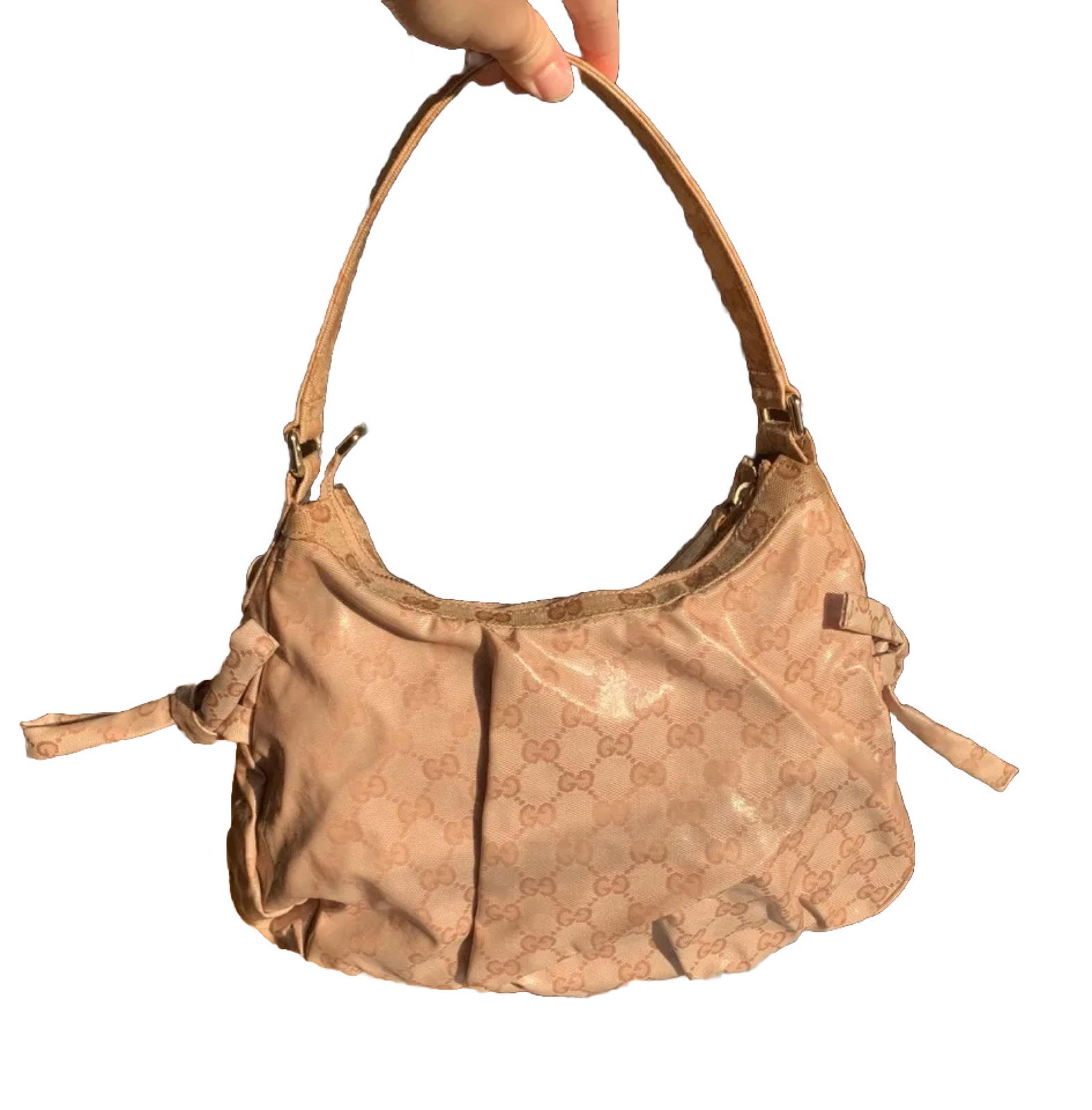 Vintage Rare Gucci Pink Crystal GG Monogram Hobo Bag + Authenticated + Dust Bag image 2
