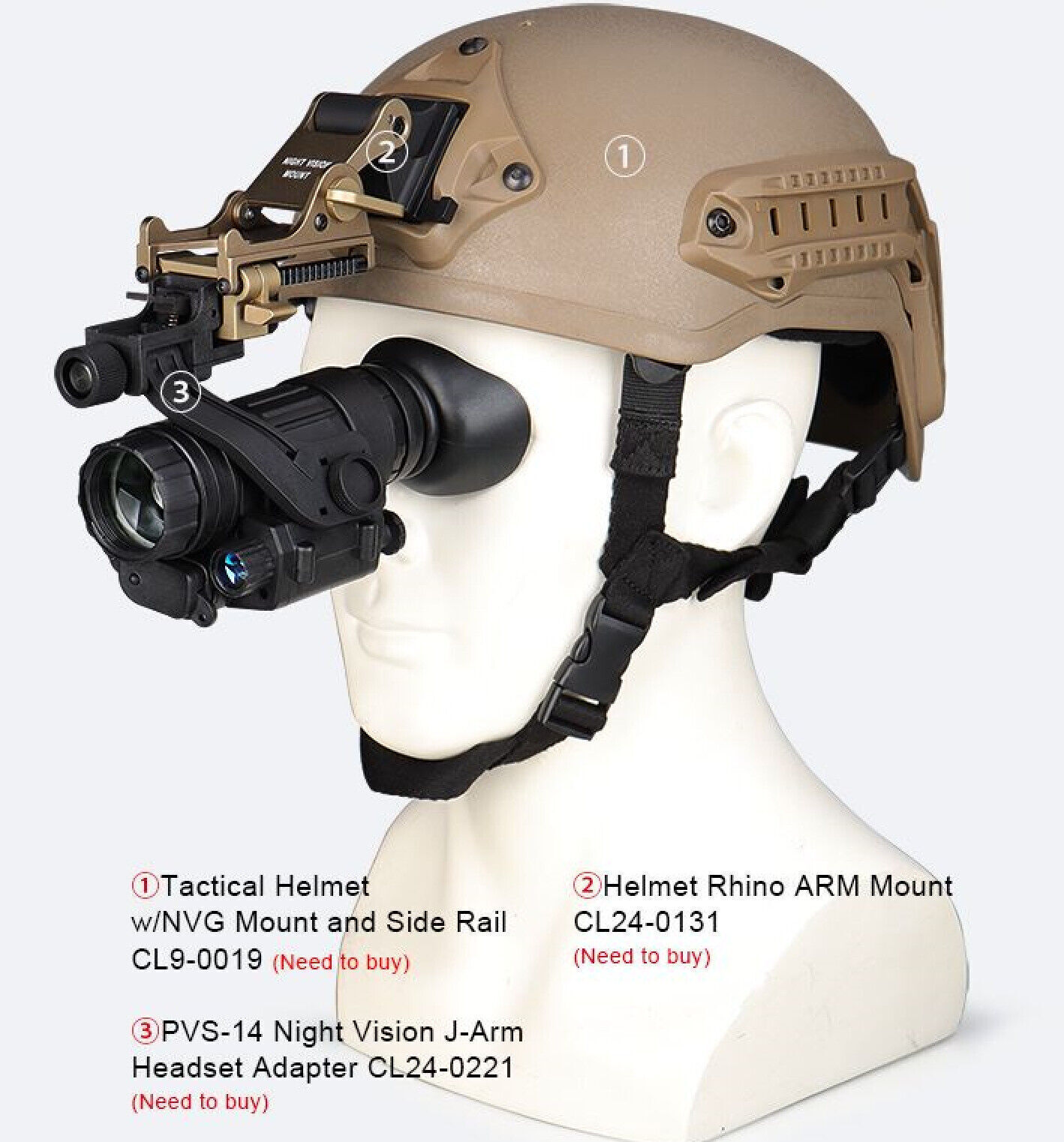 Night Vision Monocular Helmet Infrared  NVG 1X32 Digital Outdoor Head Mount