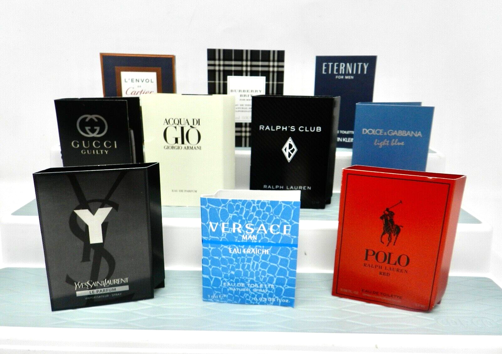 Men's Set of 10 Cologne Samples Ralph Lauren YSL Giorgio Armani Versace U
