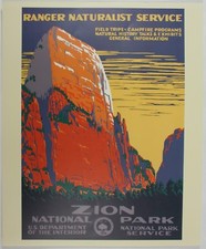 Zion Canyon National Park Service Vintage WPA Style Utah Travel Art Poster