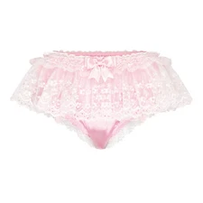 Satini Sissy Vintage Tulle Lace Knickers Briefs Lingerie Underwear Panties