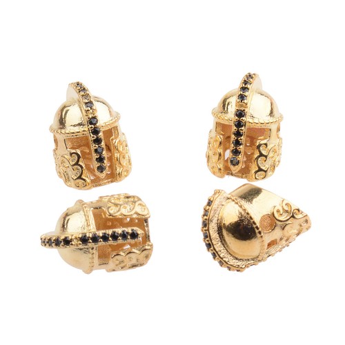 Zircon Gemstones Pave Crown Helmet Leopard Bracelet Connector Charm Loose Beads - Picture 42 of 104