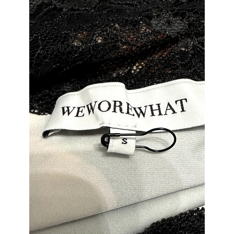 Weworewhat Women's Black Floral Lace Asymmetrical Hem Slip Dress S NWOT