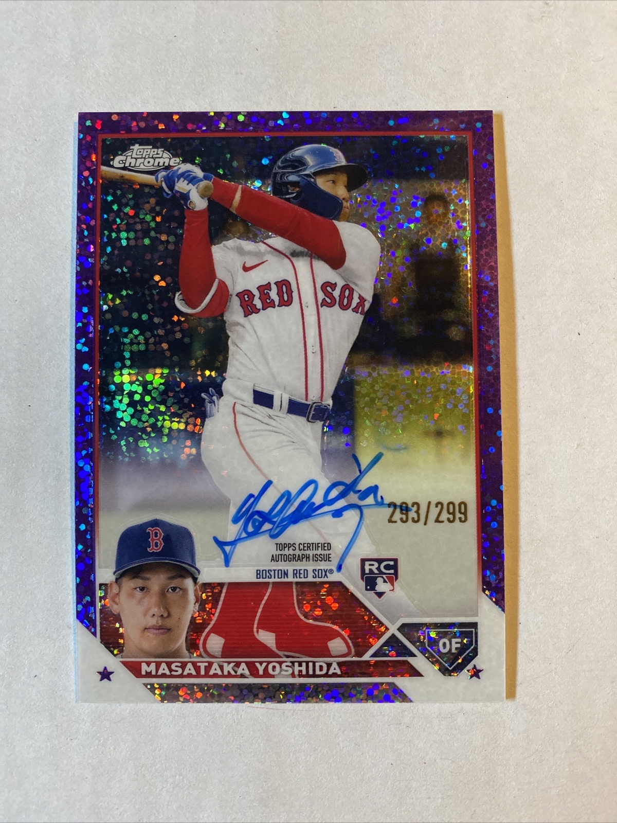 2023 Topps Chrome Masataka Yoshida Purple Speckle Refractor Rookie Auto 293/299
