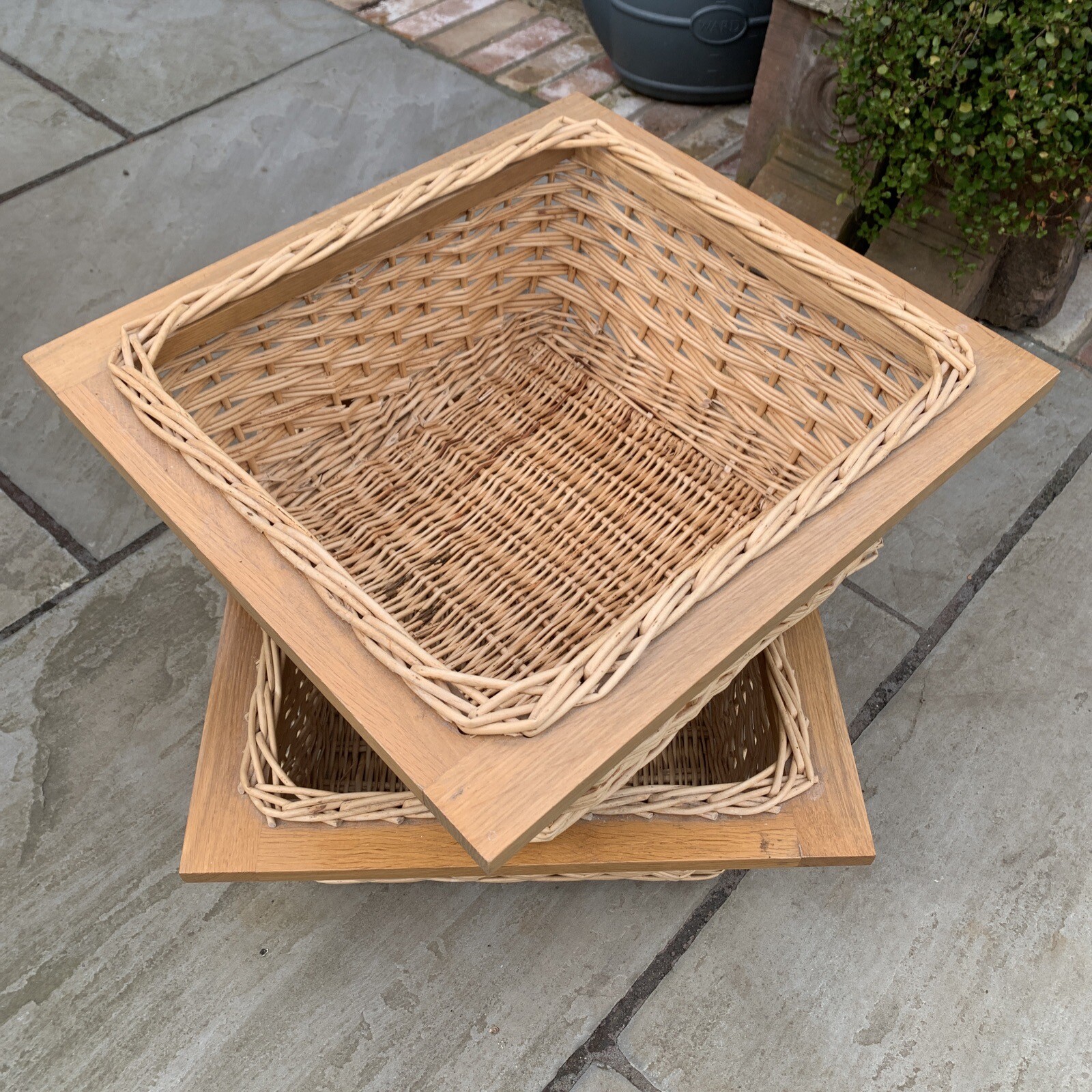 Two Pull Out Wicker Baskets Kitchen Cupboard Storage Larder Beech