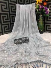 Women 's Chiffon Saree Velvet Blouse saree with  Separate Blouse Piece