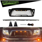 Front Bumper Grill Grille Black Mesh Style W/3 LED Lights For Tacoma 2005-2011