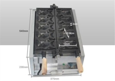 Fish Type Waffle Machine,Electric Japanses Open Mouth Taiyaki Making Maker Fr nt