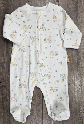 Baby Boy Clothes New Little Me Organic 3 Month Elephant Giraffe Footed Outfit