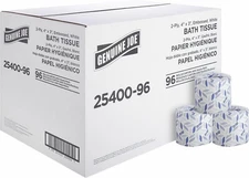 4", X Bath 96 Joe 400 Standard 3" Tissue, Count Genuine Sheets/Roll, 2-Ply,