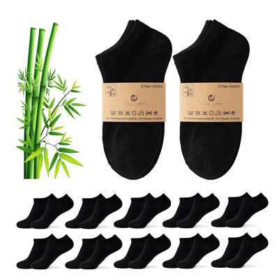 10/20 Sneaker Socken Bambus Viskose DamenHerrenSchwarz 35-38, 39-42, 43-46,47-50