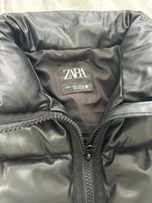 Zara Ladies Black Gilet Size Small Faux Leather Body Warmer
