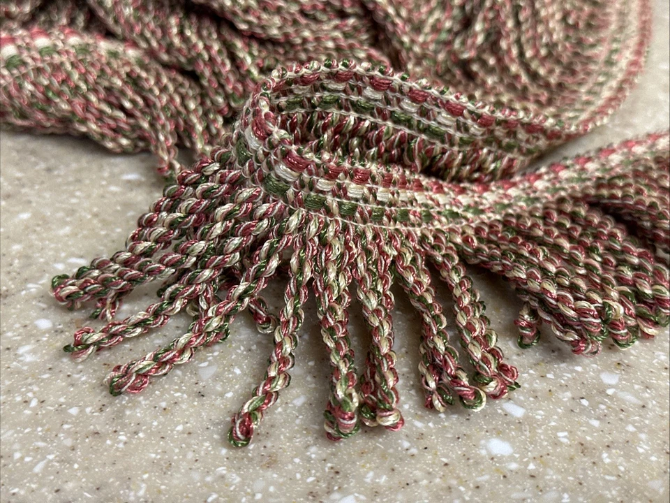 Borde de costura 10,5 yardas continuas flecos multicolor rosa blanco verde 2,75 pulgadas Foto 4 de 4