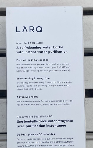 Botella de agua autolimpiante LARQ PureVis 17 oz GRABADA granito blanco totalmente nueva - Imagen 10 de 23