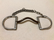 Myler Sweet Iron Wide Port D-Ring Bit with Hooks and Chain- 5"