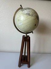 Government of India 2008 22” World Globe on Wood Stand Brass Fittings Table Top
