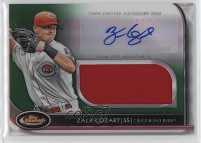 2012 Topps Finest Jumbo Relic Rookies Green Refractor /199 Zack Cozart Auto 0os1