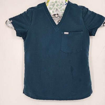 Figs Scrub Top Womens XS Catarina One Pocket Healthcare Nurses Caribbean Blue