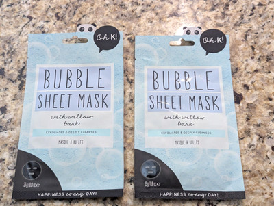 Oh K! Bubble Sheet Mask with Willow Bark Facial Exfoliates 2 Pack exp: 6/26