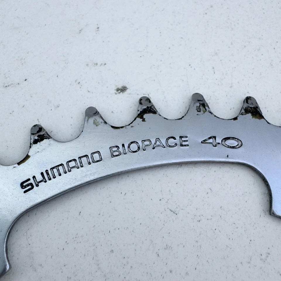 Plato de colección Shimano Biopace 40T 5 pernos ovalado plateado carretera MTB transmisión A78 Foto 2 de 4