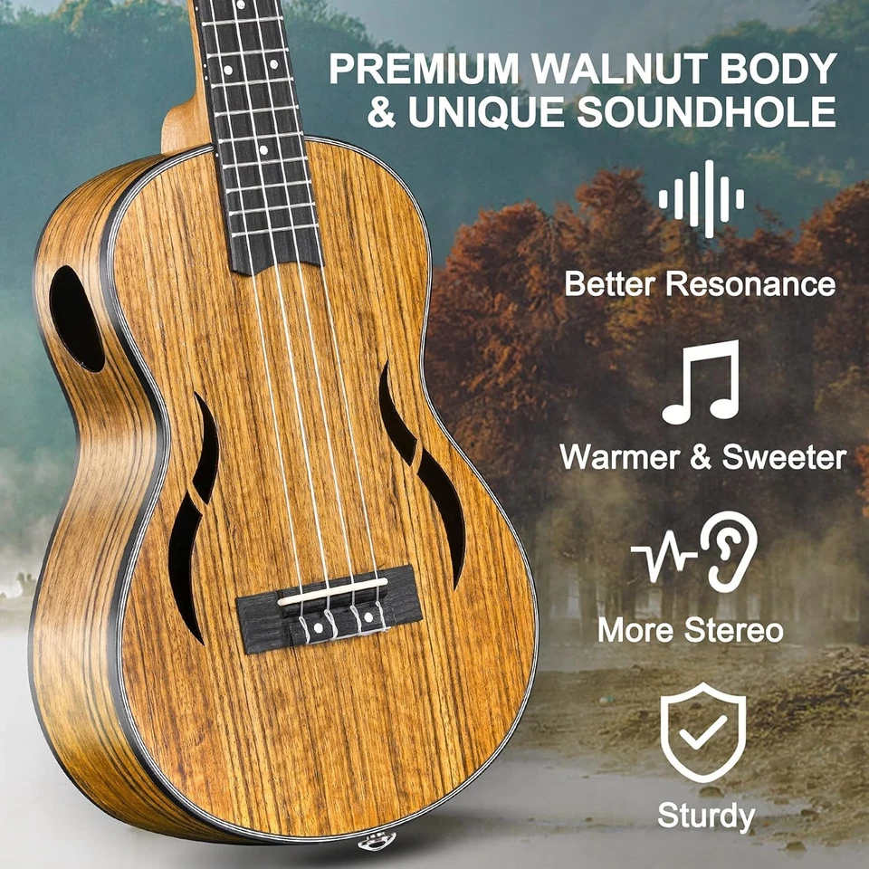 Тенор укулеле 26 дюймов ореховый акустический гавайский набор для начинающих с аксессуарами - Изображение 2 из 4