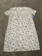 Adonna Sleepwear SS Nightgown Women Zip Front Pockets/Medium NEW         