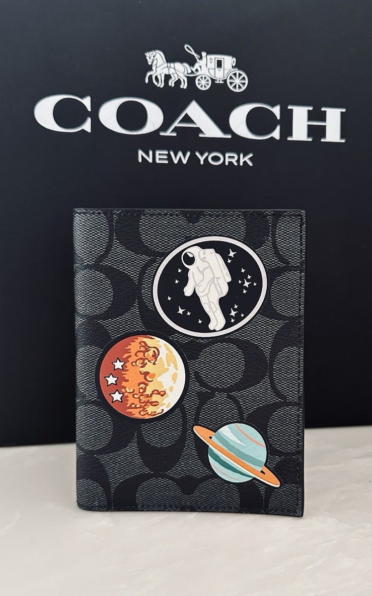 COACH SPACE PATCHES BLACK/MULTI SIGNATURE PASSPORT CASE 32460 | eBay