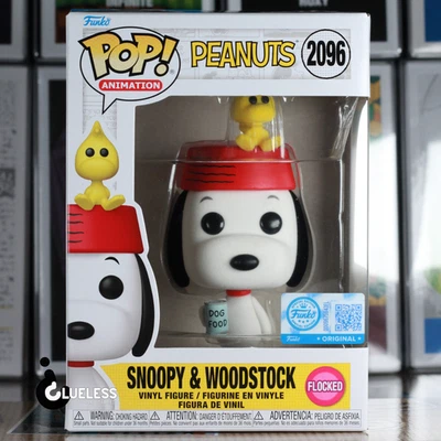 Funko Pop! Peanuts Snoopy & Woodstock Flocked #2096 Exclusive and Pop Protector