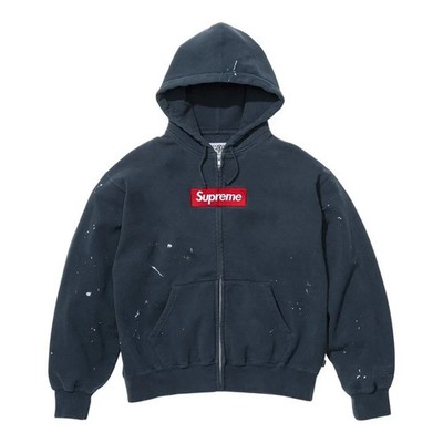 Supreme MM6 Maison Margiela Box Logo Zip Up Hooded Sweatshirt Navy