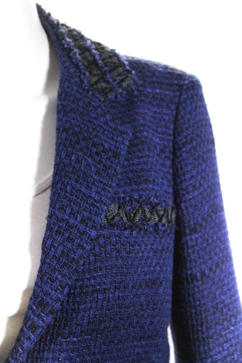 Giacca blazer Chanel donna 09P tessuto tweed a strati blu cotone taglia FR 38