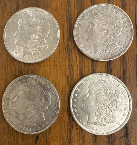 Morgan Silver Dollar 4 coins VF 1921 D S 1921 Free Shipping