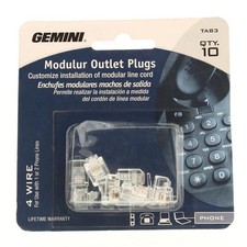 Gemini TA83 Modular Line Cord Outlet Plugs 4-Wire Telephone Jacks 10-Pack 5-20R