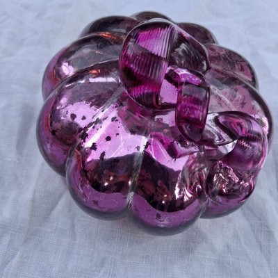 Hand Blown Glass Pumpkin Magenta Purple Diamond Star Corp