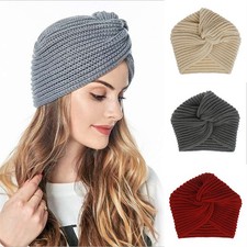 Headscarf Cap Head Cover Solid Color Women Autumn Winter Bandana Turban