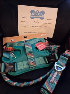 arcadia trail dog Collar, Harness and Leash. Green, size- X - Large