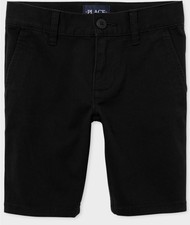 The Children  s Place Girls Uniform Stretch Chino Shorts - black- Size 16