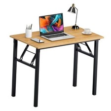 Office Computer Desk - 47.2L Sturdy and Heavy Duty 47inch Teak  Black Frame