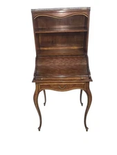 French Provincial Tambour Roll-Top Writing Desk with Hutch
